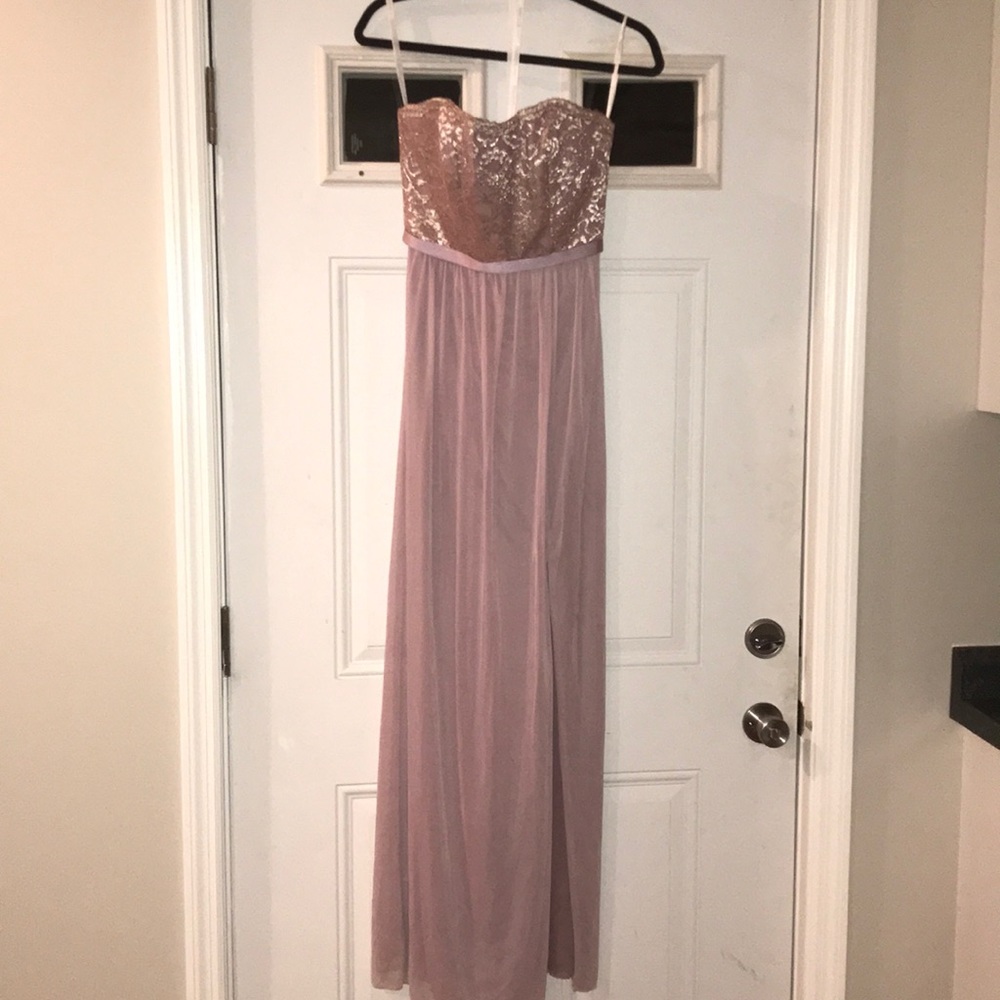 David’s Bridal Rose Gold Bridesmaid Dress